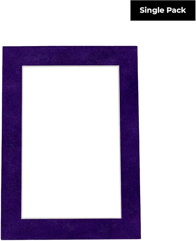 8.5x11 Mat Bevel Cut for 7x9 Photos - Acid Free Purple Crocus Suede Precut Matboard With Backing Board and Crystal Clear, Self Seal Photo Mat Bag - For Pictures, Photos, Framing - 4-ply Thickness