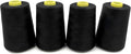 Tortoise 4 Cones of 3000 Yards Each Spool Thread for All Purpose Sewing, Serger, Overlock, Quilting, Machine - 100% Polyester - 20S/2 Black