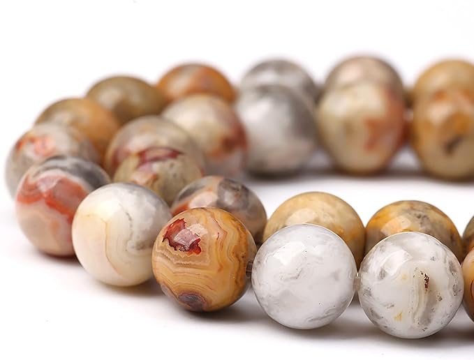60pcs 6mm Natural Stone Beads Crazy Lace Agate Gemstone Round Loose Beads for Jewelry Making DIY Bracelet Necklace