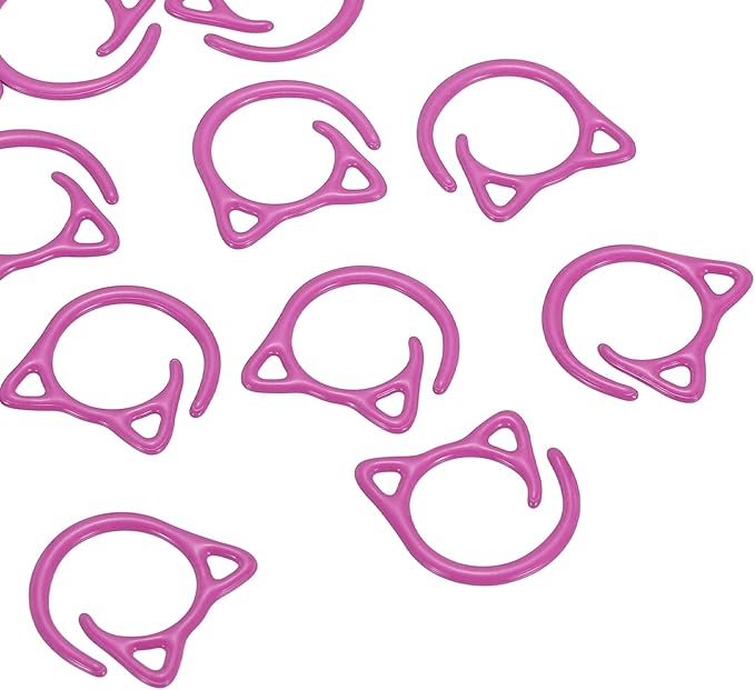 PATIKIL Cat Crochet Stitch Markers, 12 Pack Stitch Marker for Knitting Crocheting Supplies Cute Metal Spiral Knit Clip Ring Counters for Crochet Yarn DIY Crafts, Purple