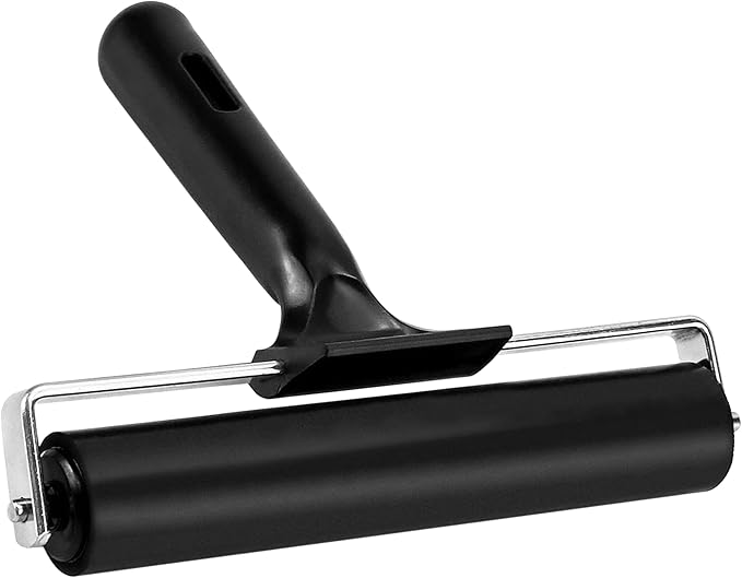 Printmaking Brayers，Rubber Roller, Brayer Ideal for Anti Skid Tape Construction Tools, Print, Ink and Stamping Tools,Crafting, Hard Rubber Roller Brayers, Vinyl Roller Ink Paint Brush (5.9in)