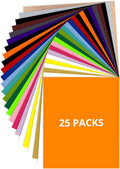 JANDJPACKAGING Heat Transfer Vinyl - 25Pcs HTV Vinyl with Vibrant Colors, Easy to Cut & Weed & Transfer Iron on Vinyl for T-Shirts, 12 x 10in HTV for Heat Press Machine