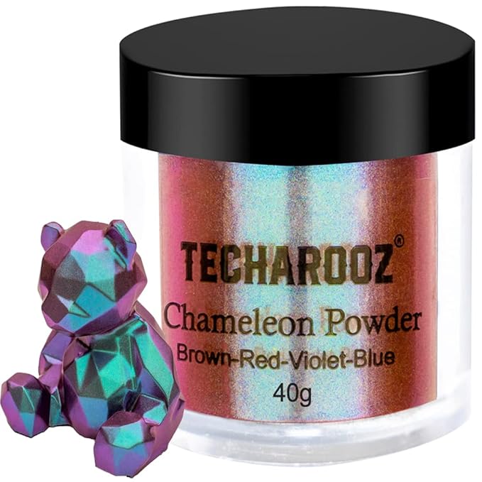 TECHAROOZ Chameleon Mica Powder (Brown-Red-Violet-Blue) - 40g Color Shift Mica Powder - Holographic Glitter for UV & Epoxy Resin Supplies, Eyeshadow, Acrylic Paint, Nail Decor and Slime