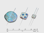 1.75 oz (50g) Mix of Unique Czech Bohemia Glass Pressed Beads, Light Blue AB Sliperit, Patterned, Matte and Glossy, Hand Made BCV