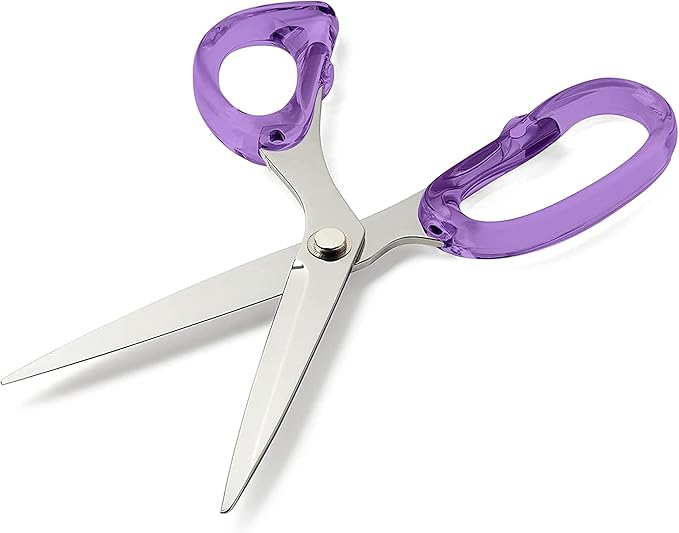 OfficeGoods 9” Stainless Steel Acrylic Scissors for Office and Home - Aesthetic and Sharp All Purpose Scissors, Perfect for Sewing, Arts and Crafts - Purple Silver Metal