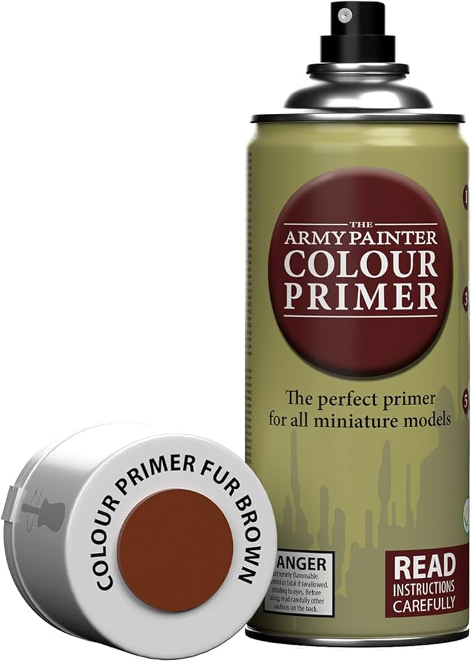 The Army Painter Colour Primer Fur Brown, 400 mL Acrylic Spray Primer, Spray Paint Basecoat for Miniature Priming, Tabletop Roleplaying, Boardgames, and Wargames Miniature Modelling