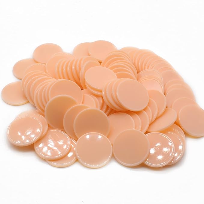 Set of 100 Opaque Plastic Learning Counters Mini Poker Chips Game Tokens with Storage Box (PeachPuff, 1.58 Inch)
