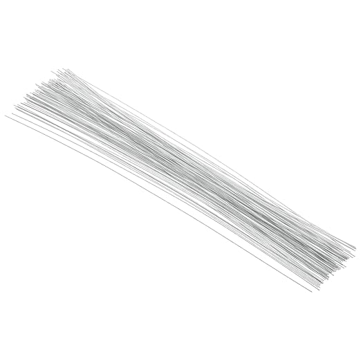 PATIKIL 22 Gauge 16" Floral Stem Wire, 100 Pcs Paper Wrapped Iron Artificial Flower Stem Accessories for DIY Bouquet Stem and Craft Decoration, White