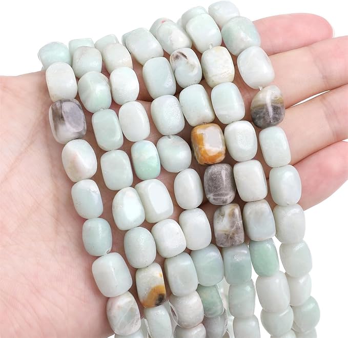 Natural Amazonite Cuboid Stone Loose Semi Gemstone Beads for Jewelry Making 8mmx12mm 38cm/Strand