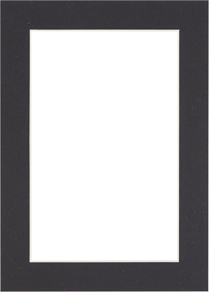 Pack of Ten 8.5x11 Mats Bevel Cut for 7x9 Photos - Acid Free Black Precut Matboards for Pictures, Photos, Framing - 4-ply Thickness