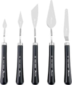 PHOENIX High Flexible Palette Knife Set, 5 Pieces Stainless Steel Painting Knives (32,34,50,46,53) Art Knife with Wood Handle, Paint Spatula for Oil Acrylic Paint