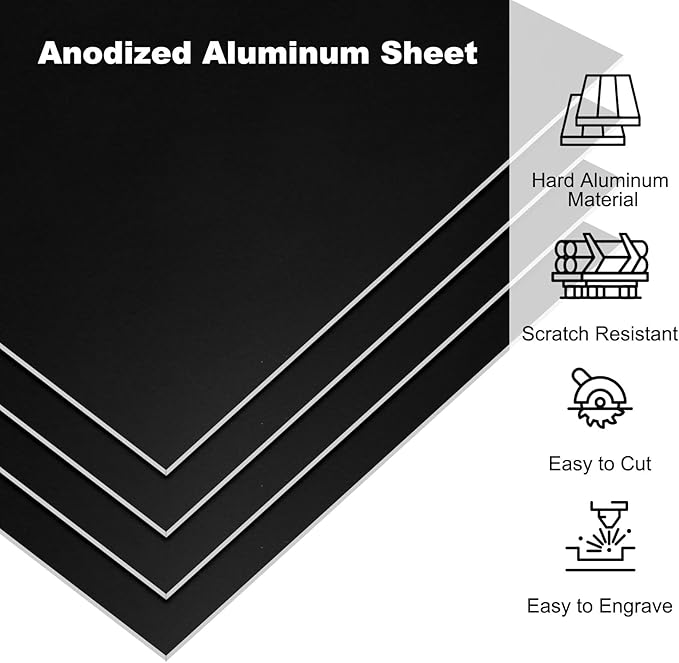 PATIKIL 7x5x1/32inch Anodized Aluminum Sheet, 5Pcs Metal Rectangle Aluminum Plate 0.8mm Thick Engraving Blanks for Laser Engraving DIY Decorative Crafting Home Decoration, Black