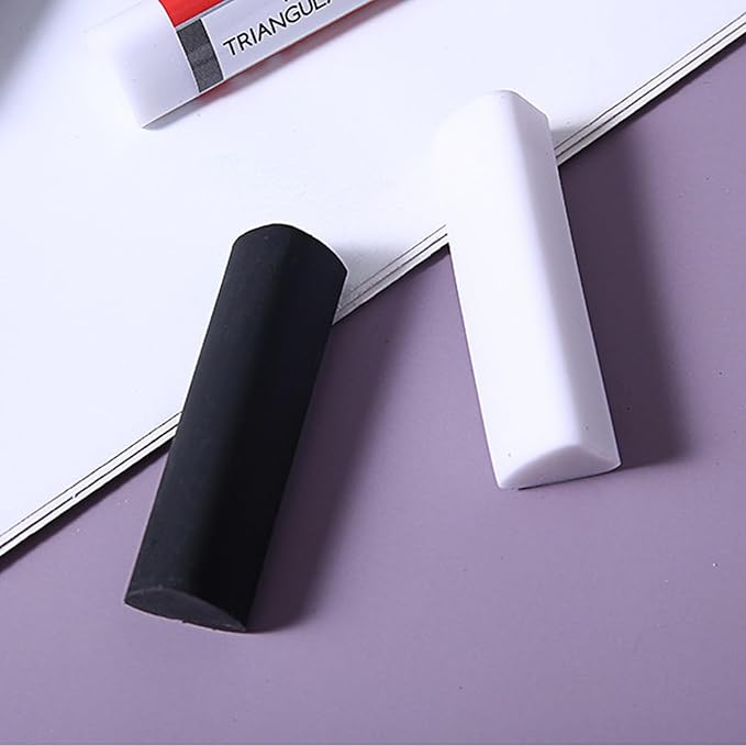 Black White Erasers 8 Pack Pencil Erasers Triangle Erasers for Kids Bulk for Students School Supplies Office Prize Gifts (Black and White Triangle)
