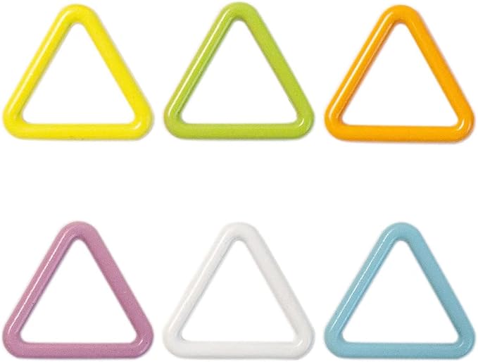 Hilsayum 60PCS Metal Stitch Markers Triangle-Shaped Ring Crochet Markers with Wooden Storage Box Knitting Tool for Sewing Weaving (Multicolored)