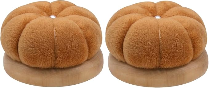 Uxney Pin Cushion,Wooden Sewing Pin Cushion Pincushion Needle Cushion for Sewing Quilting Needlework DIY Crafts(Brown,2 PCS)