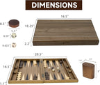 GSE Games & Sports Expert Premium Wooden Folding Inlay Backgammon Board Set, Classic Traditional Strategy Board Games (Double Stripe- 17 Inches)