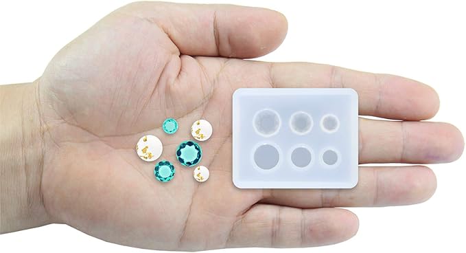 FUNSHOWCASE Mini Jewelry Cut Diamonds and Flat Round Resin Epoxy Silicone Mold