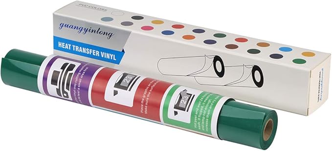 Guangyintong Green HTV Rolls - 12" x 8ft, Iron on Vinyl for T-Shirts, Glossy Surface, Easy to Cut & Weed for Heat Vinyl Design
