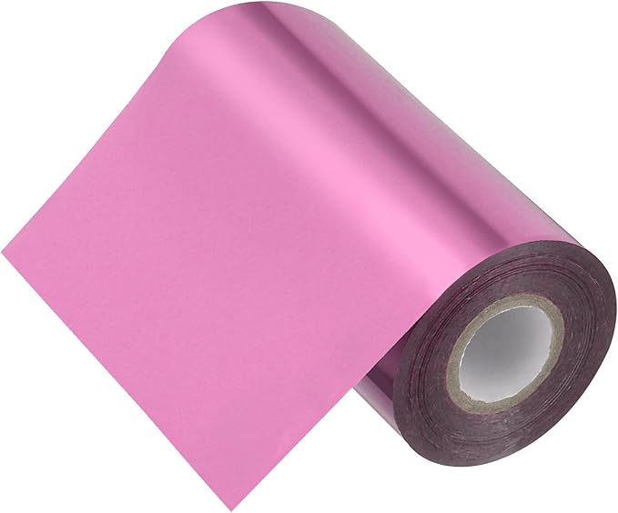 PATIKIL 5"x400Ft Hot Stamping Foil Paper, Heat Transfer Hot Stamping Paper Foil Roll for Leather DIY Logo Decor Craft Gift Package Scrapbook Card, Pink