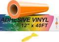 HTVRONT Orange Permanent Vinyl, 12" x 40 FT Adhesive Permanent Vinyl Roll for All Cutting Machine, Silhouette, Cameo Cutters, Signs, Scrapbooking, Craft, Die Cutters (Glossy Orange)