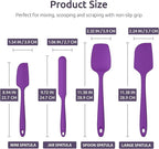 Heat Resistant Silicone Spatula Set: U-Taste 600ºF High Temp Seamless Food Grade Utensil, Flexible Rubber Silicon Kitchen Cooking Mixing Baking Scraper for Nonstick Cookware Set of 4 (Purple)