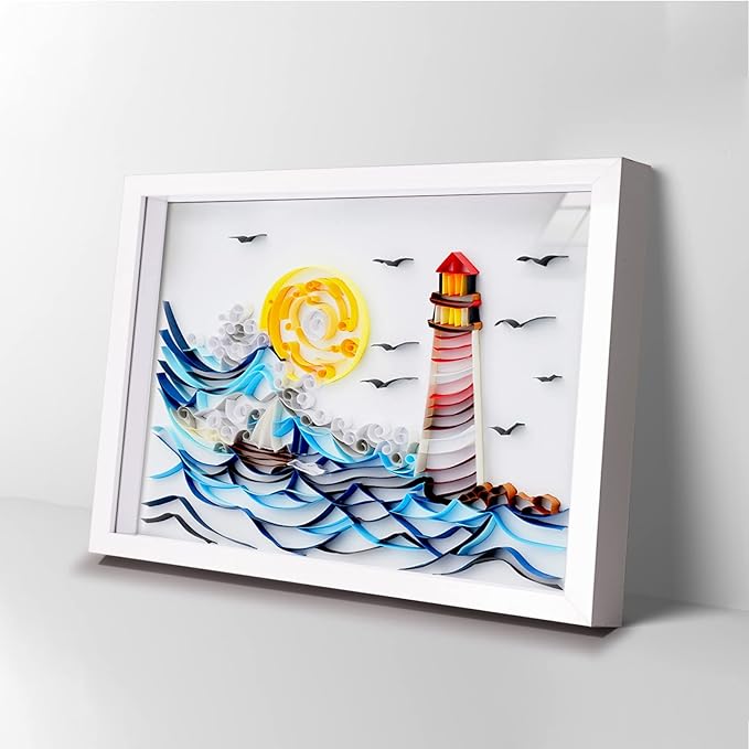 Uniquilling Quilling Kits Paper Quilling Kit for Adults Beginner, 8 * 10 in Paper Filigree Painting Kits, DIY Kits for Adults with Quilling Tools, Modern Wall Art for Living Room