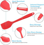 Silicone Spatula 3-piece Set, Ergonomic Handle High Heat-Resistant Spatulas, Non-stick Rubber Spatulas with Stainless Steel Core, Red