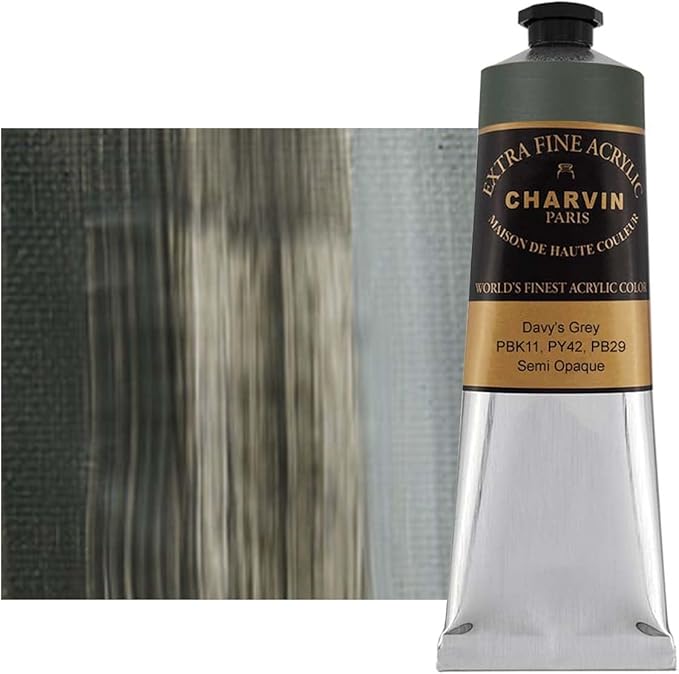 Charvin Extra Fine Professional Artist Acrylic Paint Colors, Nature Themed Hues, 150ml Davy's Grey