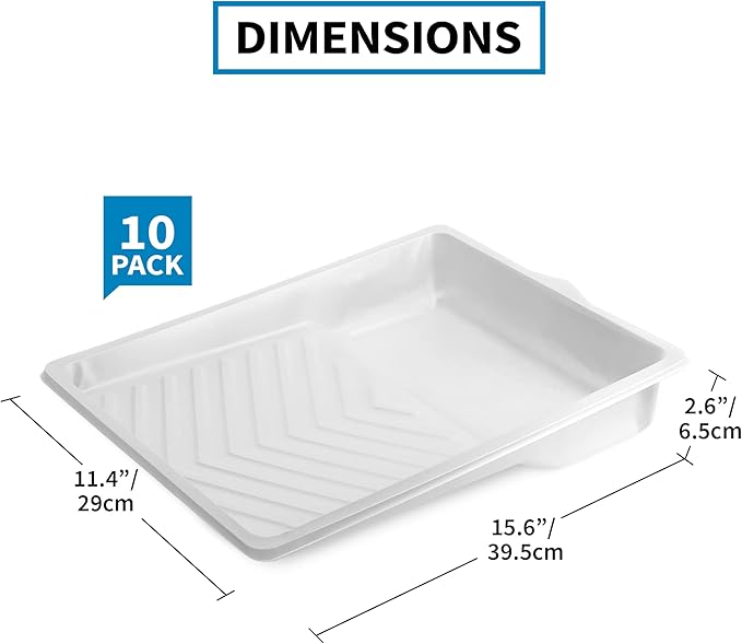 Precision Defined Paint Trays, Paint Roller Trays Liner, Plastic Paint Pan for Roller Brushes, Painting Tray for Painting with Deep Paint Pocket (Paint Tray Liner (10-Pack), 9-inch)