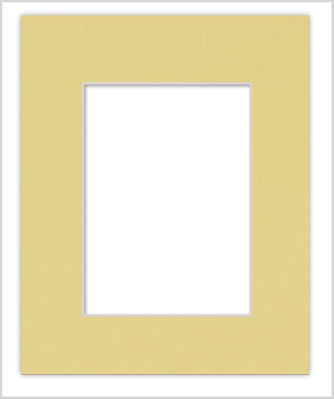 Poster Palooza 8x10 Mat Bevel Cut for 5.5x8.5 Photos - Acid Free Soft Yellow Precut Matboard - For Pictures, Photos, Framing - 4-ply Thickness