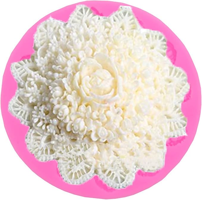 Lace Flower Silicone Mold for Candle, Soap, Fondant, Cake Decorating, Chocolate, Candy,Ploymer Clay