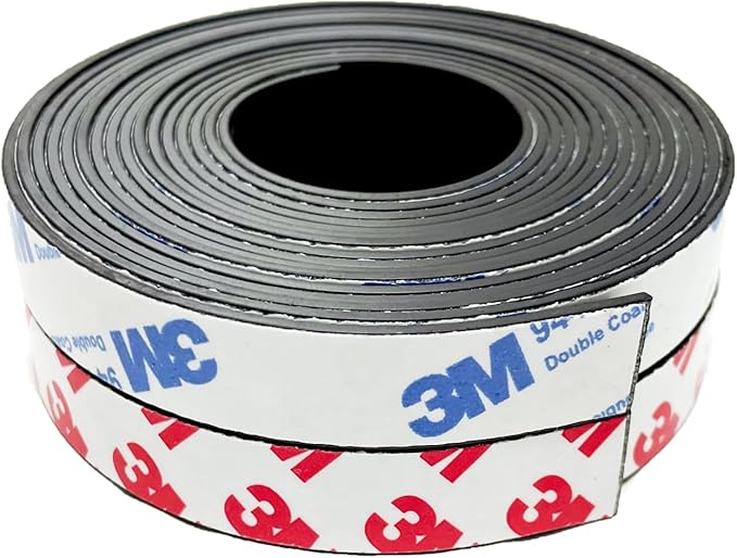 2 Rolls Magnetic Tapes with 3M Adhesive Backing, 6.5FT X 0.6" W x 2 Pack Flexible Magnet Strips for DIY Crafting