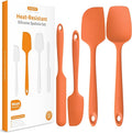 Heat Resistant Silicone Spatula Set: U-Taste 600ºF High Temp Seamless Food Grade Utensil, Flexible Rubber Silicon Kitchen Cooking Mixing Baking Scraper for Nonstick Cookware Set of 4 (Orange)