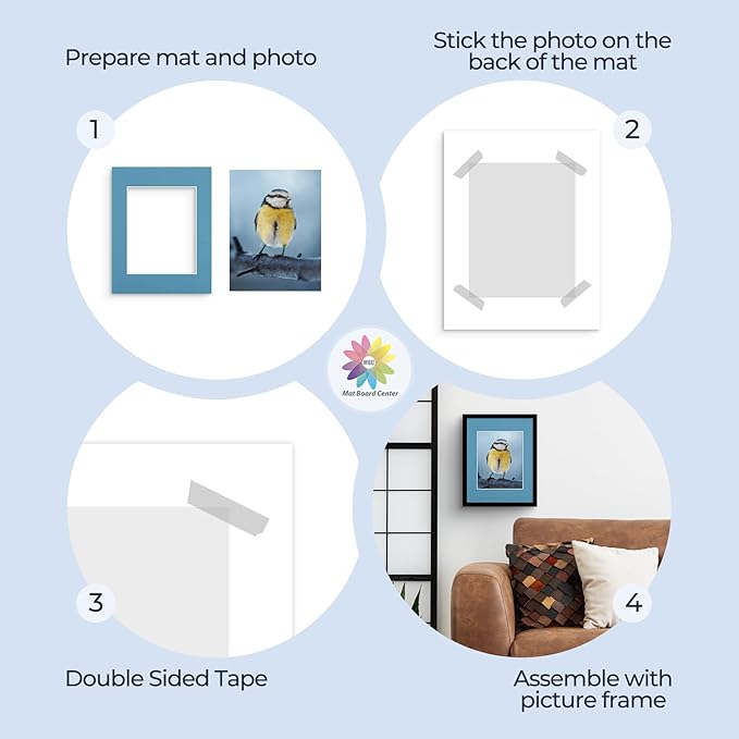 Mat Board Center, Pack of 25, 11x14 for 8x10 Mixed Color Mats - Acid Free, 4-ply Thickness, White Core - for Pictures, Photos, Framing