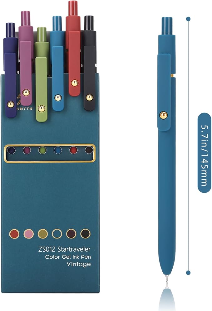 Ddaowanx Colorful Gel Pens, 0.5mm Fine Point Retractable, Cute Pens with Colored Writing and Sketching, Nursing School Essentials,School Supplies, Gifts for Nurse (24Pcs-Vintage Colors)