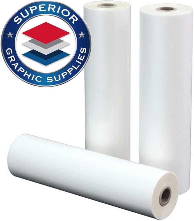 Superior Graphic Supplies PET Laminating Film Roll Premium Quality (12 inches X 250 Feet) - 1 Inch Core, 3 Mil (0.003 inches) Thick, Clear Gloss, 1 Roll Pack