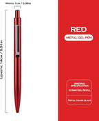 DUNBONG Red Metal Gel Pen, Black Ink, 0.5mm Retractable Ballpoint Pen (Red)