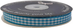 Micomon Vivid Blue and White Woven Edge Plaid Ribbon 100% Polyester Gingham Ribbon 25 Yards Each Roll (3/8",Vivid Blue)