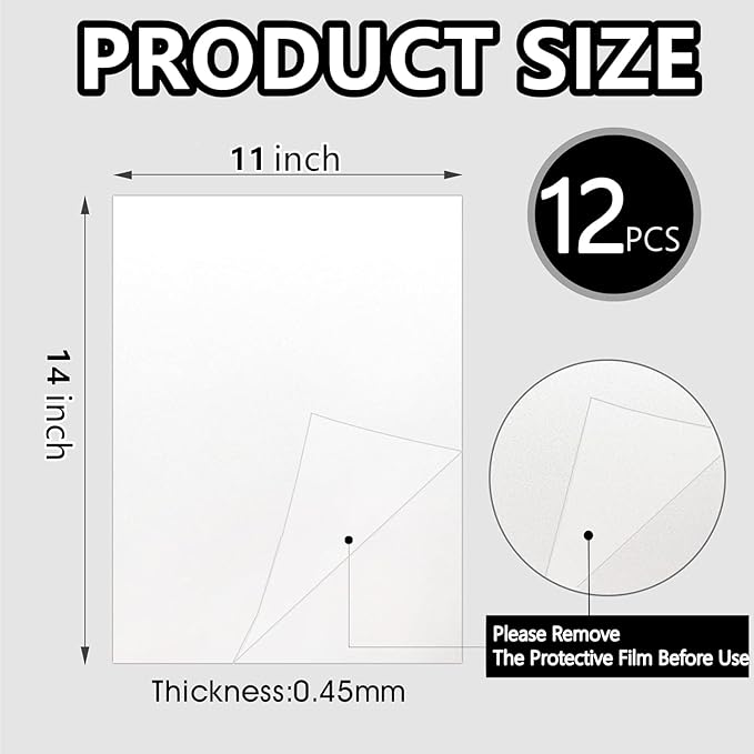 12pcs Sublimation Metal Photo Blanks 11x14 Inch - Make Your Permanent Photo Posters Signs, Sublimation Aluminum Blank for Crafters Small Businesses DIY Enthusiasts (Thickness 0.45mm)