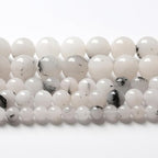 90pcs 4mm Natural Black Rutilated Quartz Crystal Jade Stone Beads for Jewelry Making Energy Healing Power Stone Beads DIY Bracelet Necklace Accessories 15" (4mm, Black Rutilated Quartz Jade)