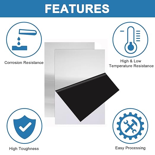 2Pcs 304 Stainless Steel Sheets Metal 8" x 12" x 1/64" (0.50MM) Inch 304 Stainless Steel Plates 24 Gauge Stainless Steel Shim Stock Plates Metal Sheets for Crafting, Stovetop, Snow Frosted Surface