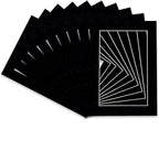 Pack of Ten Acid Free 11x14 Mats Bevel Cut for 8.5x11 Photos - Black Suede Precut Matboards With Backing Boards and Self Seal Photo Mat Bags For Pictures, Photos, Framing - 4-ply Thickness