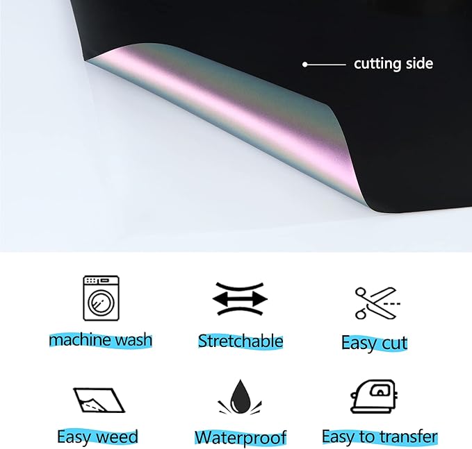 Guangyintong Chameleon HTV Rolls, 12" x 8ft Purple to Green Iron on Vinyl for T-Shirts, Changing Color Heat Transfer Vinyl for All Cutter Machines, Easy to Cut & Weed for DIY Design