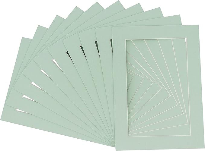 5x7 Mat for 8.5x11 Frame - Precut Mat Board Acid-Free Honeydew Green 5x7 Photo Matte For a 8.5x11 Picture Frame, Premium Matboard for Family Photos, Show Kits, Art, Picture Framing, Pack of 25 Mats