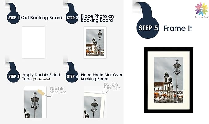 Mat Board Center, Pack of 10, 5x7 for 4x6 Ivory Turret Color Mats - Bevel Cut, Acid Free, 4-ply Thickness, White Core - for Pictures, Photos, Framing