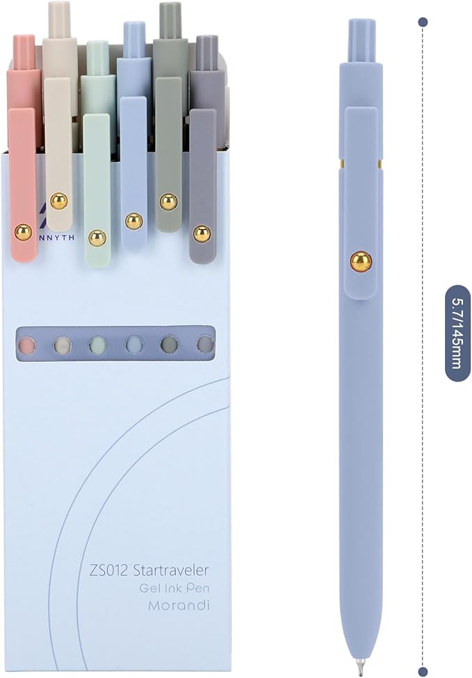 Ddaowanx Gel Pens, 0.5mm Fine Point Quick Dry Blue Ink Pens Retractable, Cute Colorful Barrel Smooth Writing Pen, Aesthetics Gifts for Women Men (6 Pcs-Blue Ink)