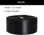 1 1/2 Inch Black Solid Satin Ribbon, 50 Yards Craft Fabric Ribbon for Gift Wrapping Floral Bouquets Wedding Party Decoration