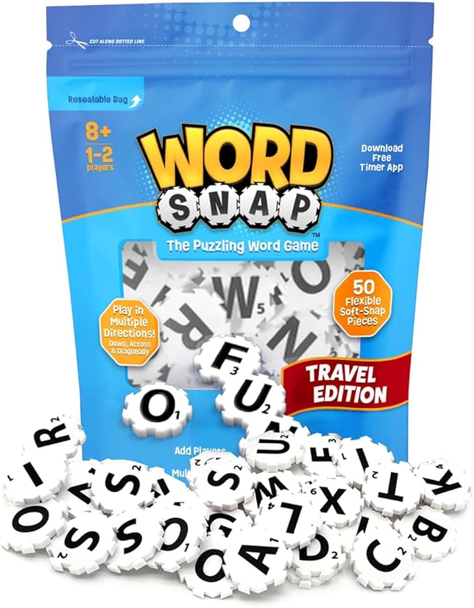 Word Strategy Game Travel Edition, Word Puzzle for Adults, Family, and Kids, Fun Game for Ages 8+, Travel Size, 1-2 Players