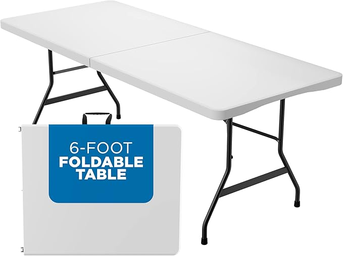 Sorfey Folding Table 6-Foot X 30 inch, White Plastic