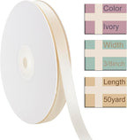 3/8 Inch Ivory Ribbon, 50 Yards Craft Polyester Satin Ribbon Perfect for Gift Wrapping, Handmade Roses, Wedding Party Decorations and DIY Crafts